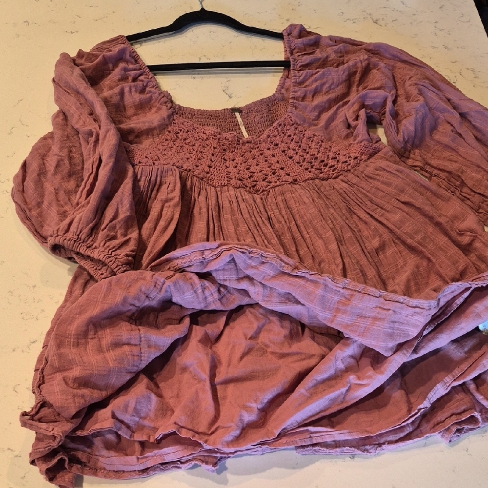 Free People Dusty Rose Crochet Detail Dress - Picture 4 of 12